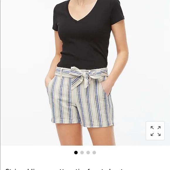 💙 J Crew Striped linen-cotton tie-front shorts Hillerod‎ Stripe Natural - Picture 3 of 6